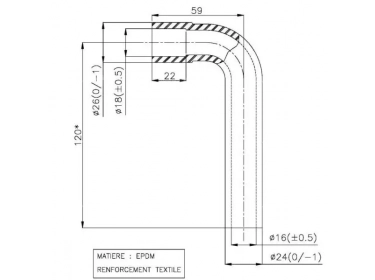 Hose and Gaskets Heating system Durite de chauffage DURITE DE CHAUFFAGE 90° |  |