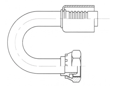 Conexão Para cravar aço mangueira padrão 180° FEMELLE ORING 1'' |  |