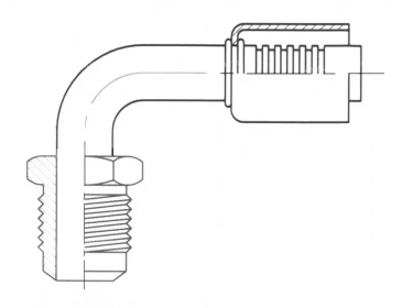 Conexão Para crimpar alumínio mangueira padrão 90° MALE FLARE |  |