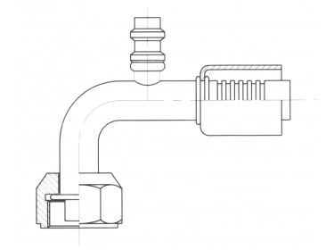 Conexão Para crimpar aço diâmetro reduzido 90° FEMELLE ORING PP R134a |  |