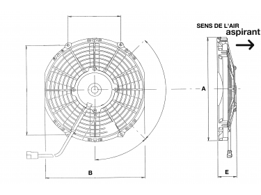 Ventilateur Aspirant 12V Pale : Ø330 SPAL - Ø = 330 - EPAIS = 52 |  |