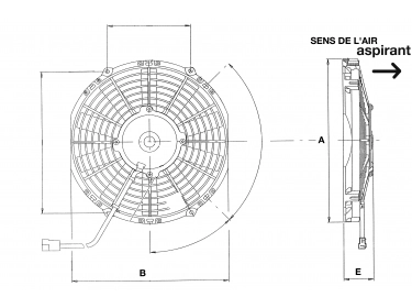 Lüfterräder Saugned 12V Klinge : Ø190 SPAL - Ø = 190 - EPAIS = 52 | F205551060020 - F260.550.010.140 | 1209404 - 12094040 - 12094041 - 12094042 - 12094043 - 12094044 - 12094045 - 12094046 - 12094047 - 12094048 - 12094049 - 30100394 - C8810178A - VA14-AP11/C-34A - VA14AP11C34A