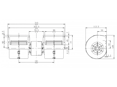 Difusão de ar Ventilador radial duplo 12V 4 VITESSES |  | 008A4602 - 30003142