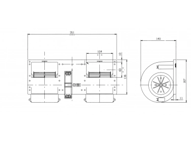 Air distribution Double turbine blower 12V 1 VITESSE |  | 006-A40-22 - 006A4022 - 1208025 - 12080250 - 12080251 - 12080252 - 12080253 - 12080254 - 12080255 - 12080256 - 12080257 - 12080258 - 12080259 - 30000093