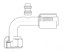 Koppeling Alu krimpfitting - gereduceerde dia. 90° FEMELLE ORING PP R134a