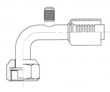 Conexão Para cravar aço mangueira padrão 90° FEMELLE ORING PP R12