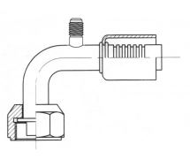 Koppeling Stalen krimpfitting - gereduceerde dia. 90° FEMELLE ORING PP 1/4 SAE